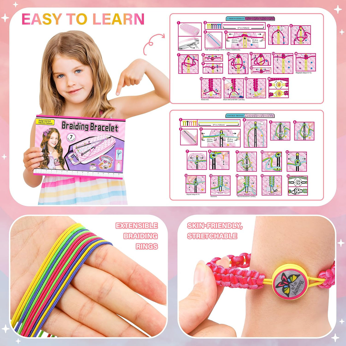 Friendship Bracelet Making Kit for Girls Ages 6-12, DIY Jewelry Craft Toy