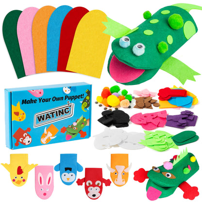 WATINC Hand Puppet Making Kit, Felt Sock Puppet Toys for Kids (Animals)