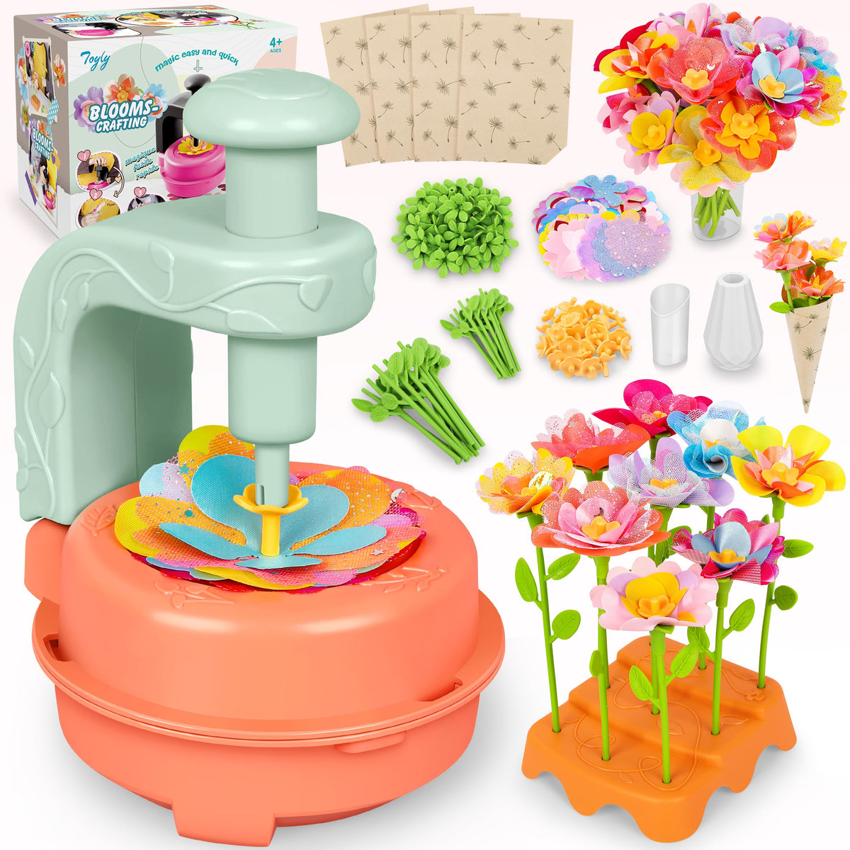 DIY Fabric Flower Bouquet Craft Kit, Educational Toy Gift Girls Toddlers 4+