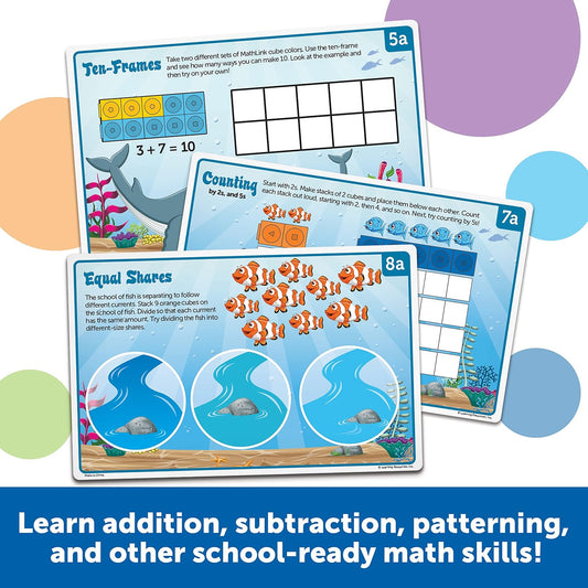 Learning Resources MathLink Cubes Kindergarten Math Activity Set Sea Adventures! - 115 Pieces, Age 5+, STEM Teaching Toys, Kindergartner Games