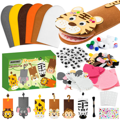 WATINC Hand Puppet Making Kit, Felt Sock Puppet Toys for Kids (Animals)
