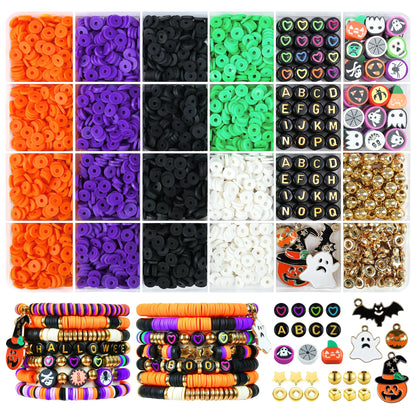 Redtwo 5100 Clay Beads Bracelet Making Kit, Flat Preppy Beads for Friendship Jewelry Making,Polymer Heishi Beads with Charms Gifts for Teen Girls Crafts for Girls Ages 8-12