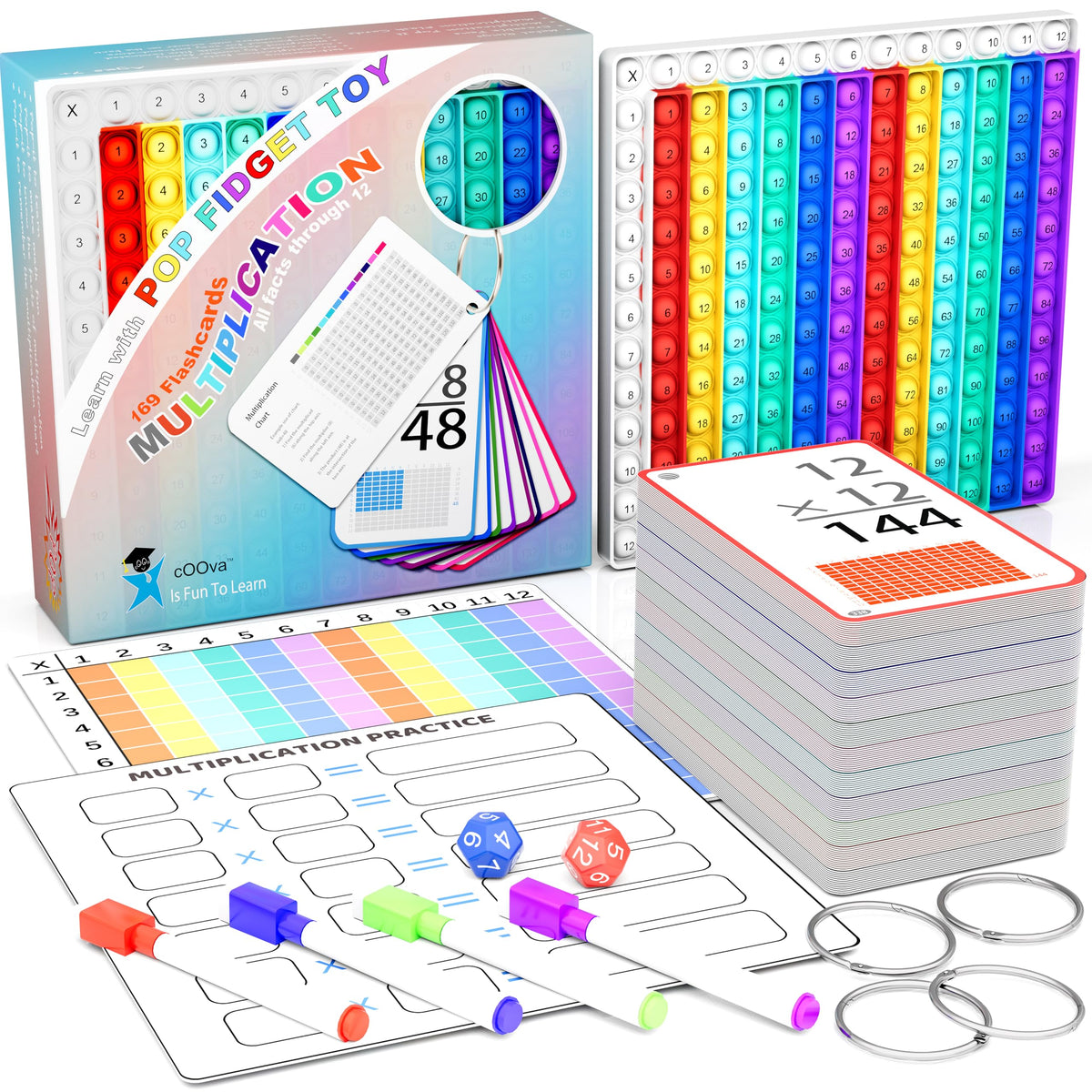Math Games for Kids - Math Flash Cards - Interactive Practice Kit Pop It Practice with Addition, Subtraction, Multiplication & Division - Ideal for Learning and Skill Building - Ages 4-8