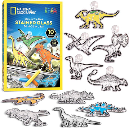 National Geographic Dinosaur Stained Glass Suncatcher Craft Kit for Kids