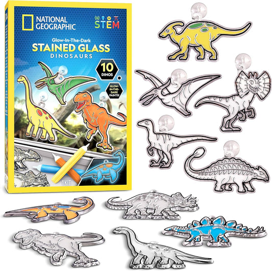 National Geographic Dinosaur Stained Glass Suncatcher Craft Kit for Kids