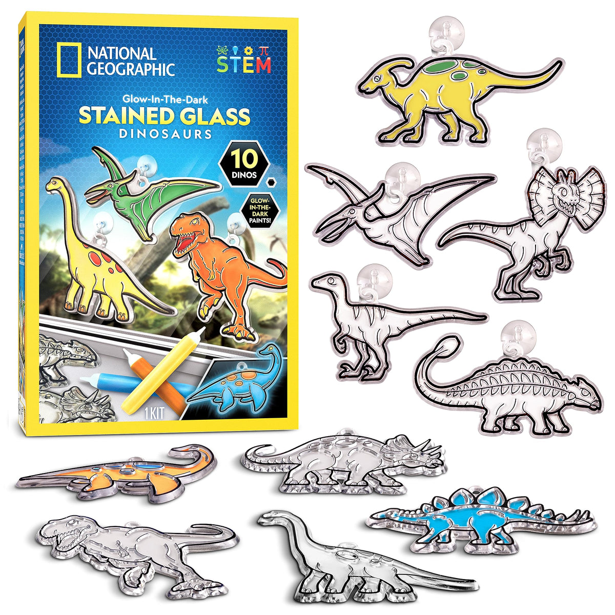 National Geographic Dinosaur Stained Glass Suncatcher Craft Kit for Kids