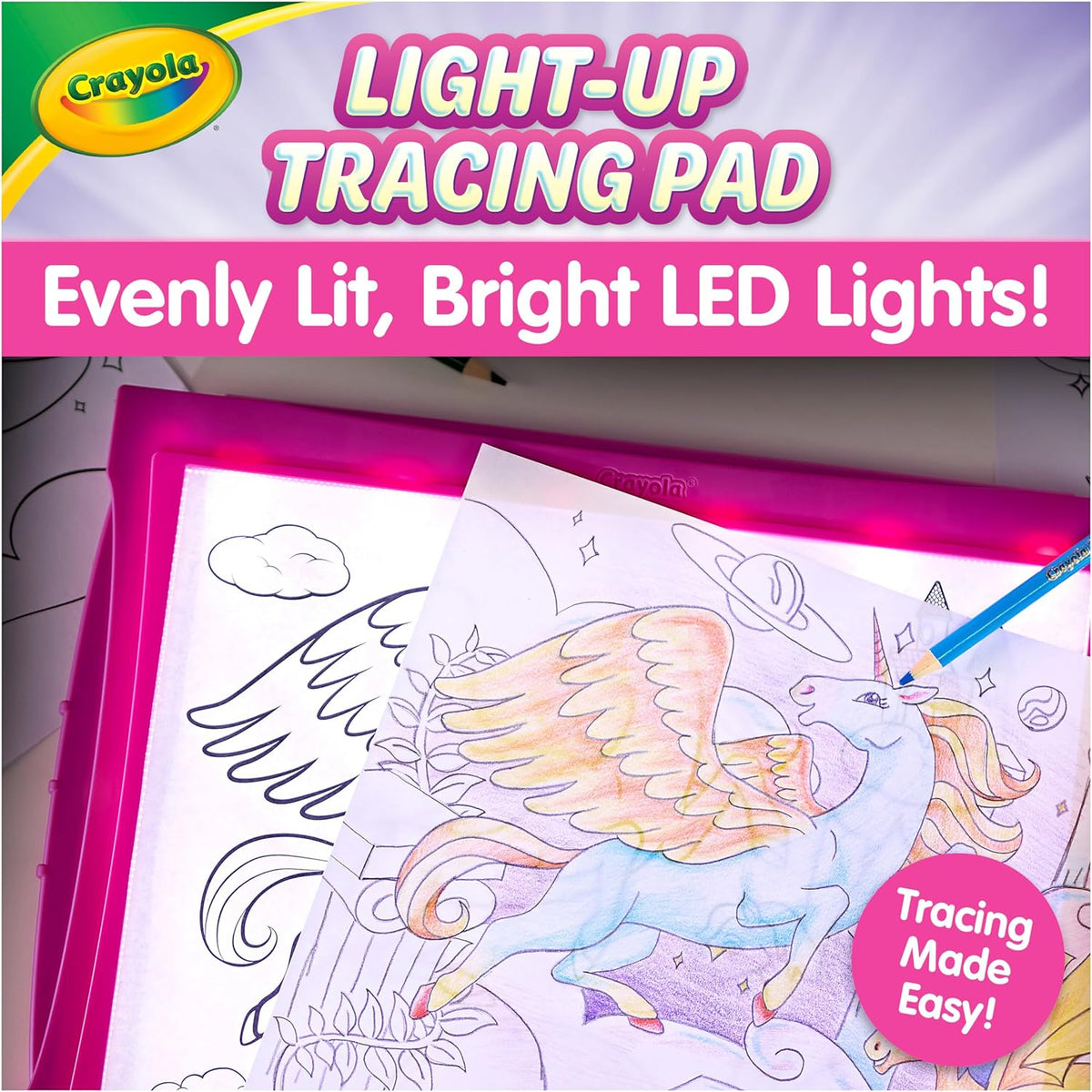 Crayola Light Up Tracing Pad Pink, Best Birthday Gifts for Girls & Boys, 6, 7, 8 Year Olds, Kids Toys, Light Box Art Kit for Kids [Amazon Exclusive]