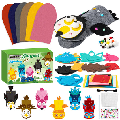 WATINC Hand Puppet Making Kit, Felt Sock Puppet Toys for Kids (Animals)