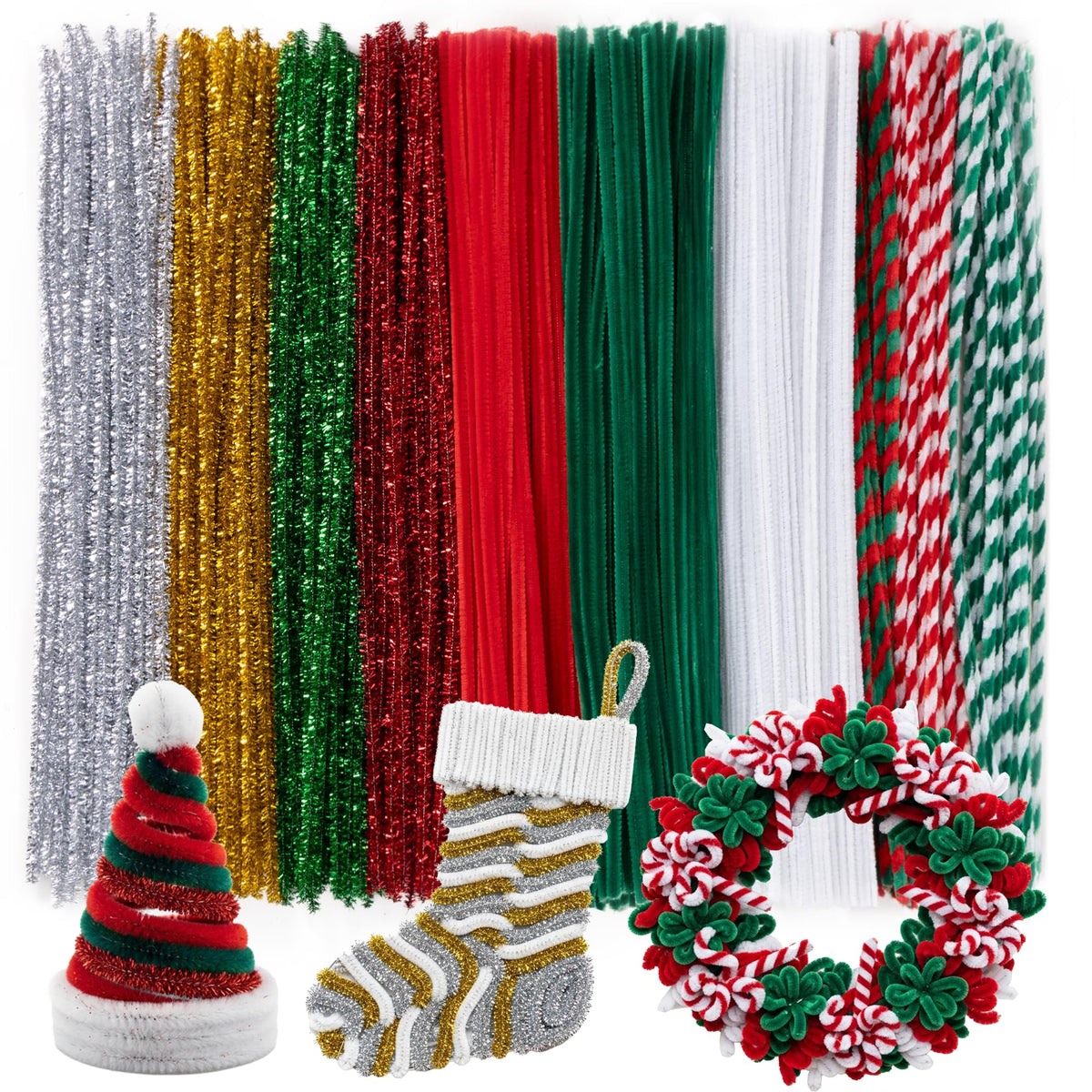 Caydo 200PCS Thick Pipe Cleaners Craft, 20 Colors Chenille Stems
