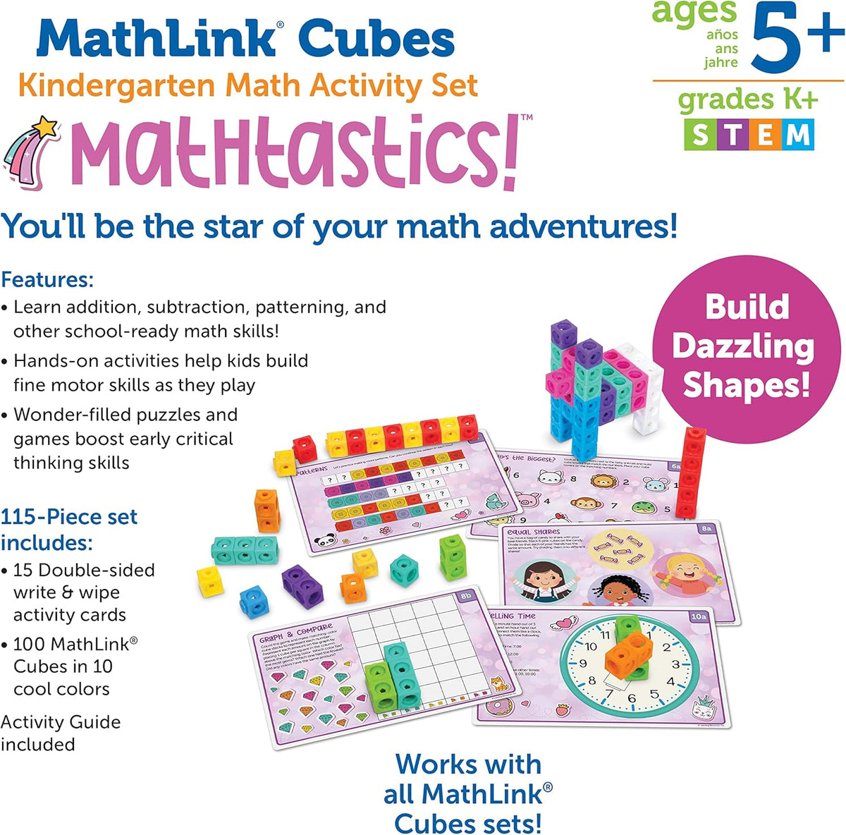 Learning Resources MathLink Cubes Kindergarten Math Activity Set