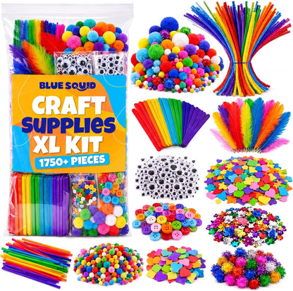 Blue Squid 1750+pcs Craft Kits for Kids, Ages 4-9 Girl Boys Gifts Arts and Crafts for Kids Craft Kits Toys for 4-9 Year Old Girls Boys Birthday Presents Gifts Crafts for 4-10 Year Olds