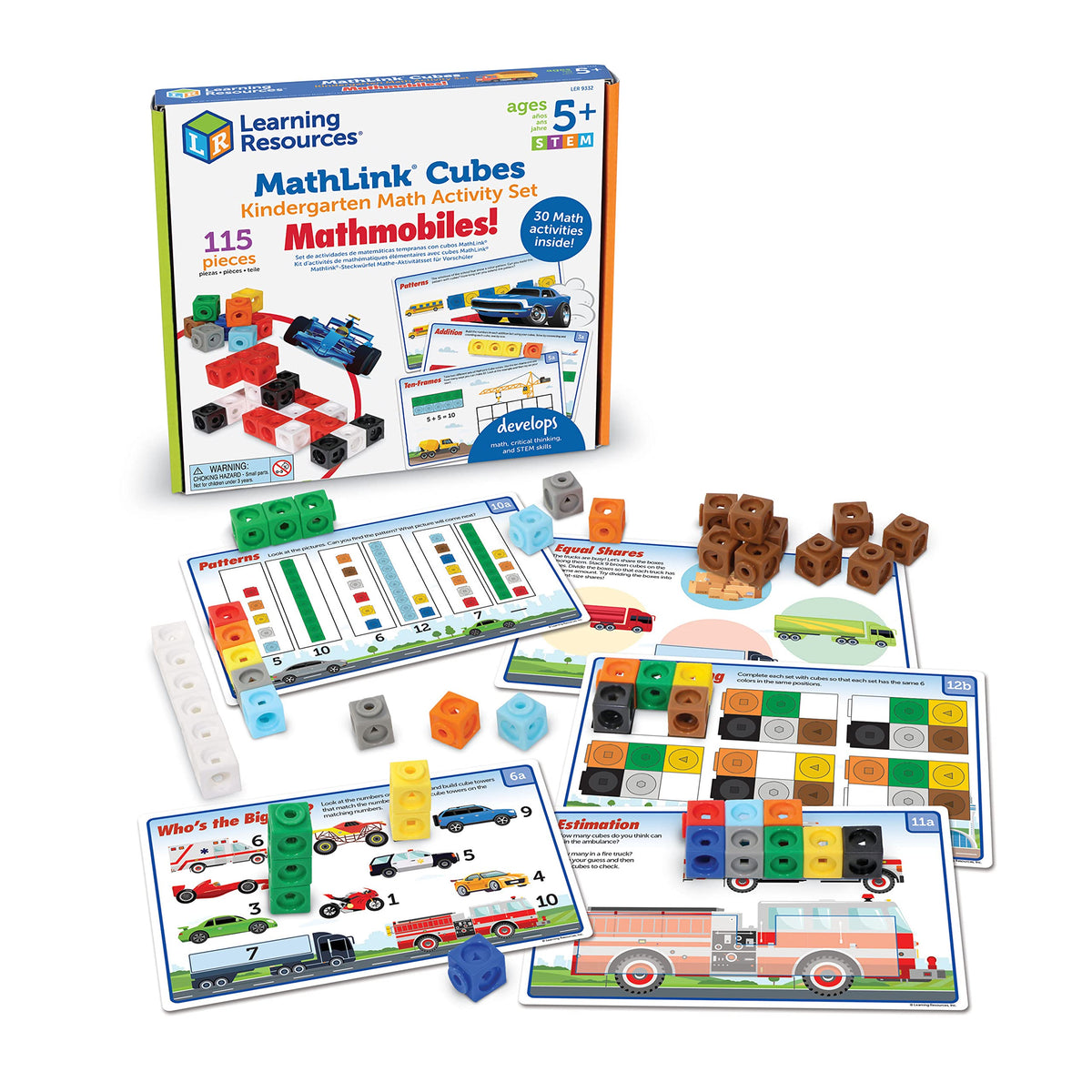 Learning Resources MathLink Cubes Kindergarten Math Activity Set Sea Adventures! - 115 Pieces, Age 5+, STEM Teaching Toys, Kindergartner Games