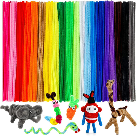 Caydo 200PCS Thick Pipe Cleaners Craft, 20 Colors Chenille Stems