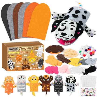 WATINC Hand Puppet Making Kit, Felt Sock Puppet Toys for Kids (Animals)
