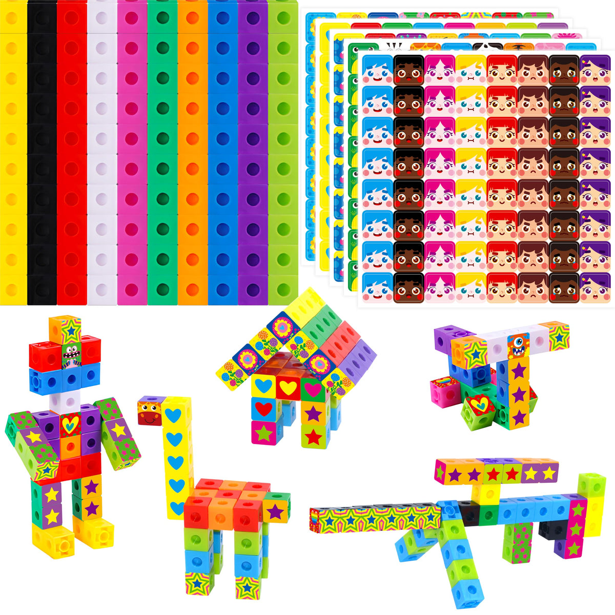 SpriteGru Math Linking Cubes, Set of 100 Math Cubes Manipulative Connecting and Counting Snap Blocks for Early Math and Construction, Educational Toy for Preschool, Kindergarten, Homeschool