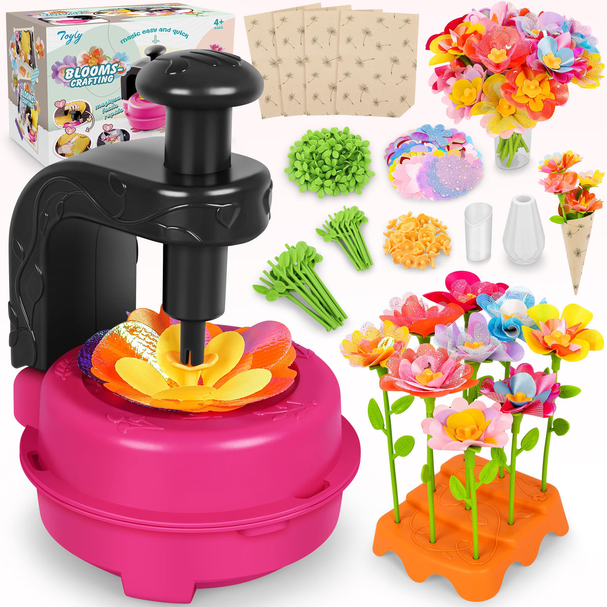 DIY Fabric Flower Bouquet Craft Kit, Educational Toy Gift Girls Toddlers 4+