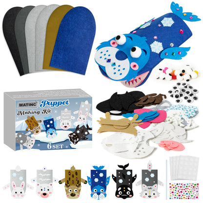 WATINC Hand Puppet Making Kit, Felt Sock Puppet Toys for Kids (Animals)
