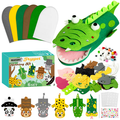 WATINC Hand Puppet Making Kit, Felt Sock Puppet Toys for Kids (Animals)