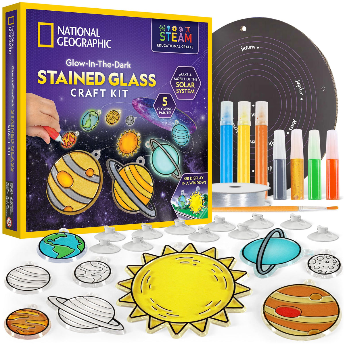 National Geographic Dinosaur Stained Glass Suncatcher Craft Kit for Kids
