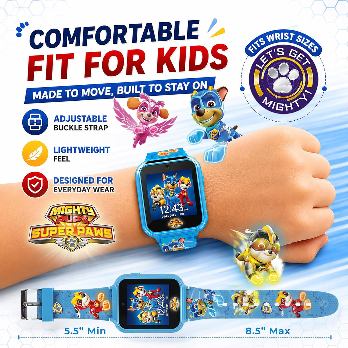 Accutime Paw Patrol Smart Watch with Camera for Kids and Toddlers - Interactive Smartwatch for Boys & Girls Featuring Games, Voice Recorder, Calculator, Pedometer, Alarm, Stopwatch, with USB Cable