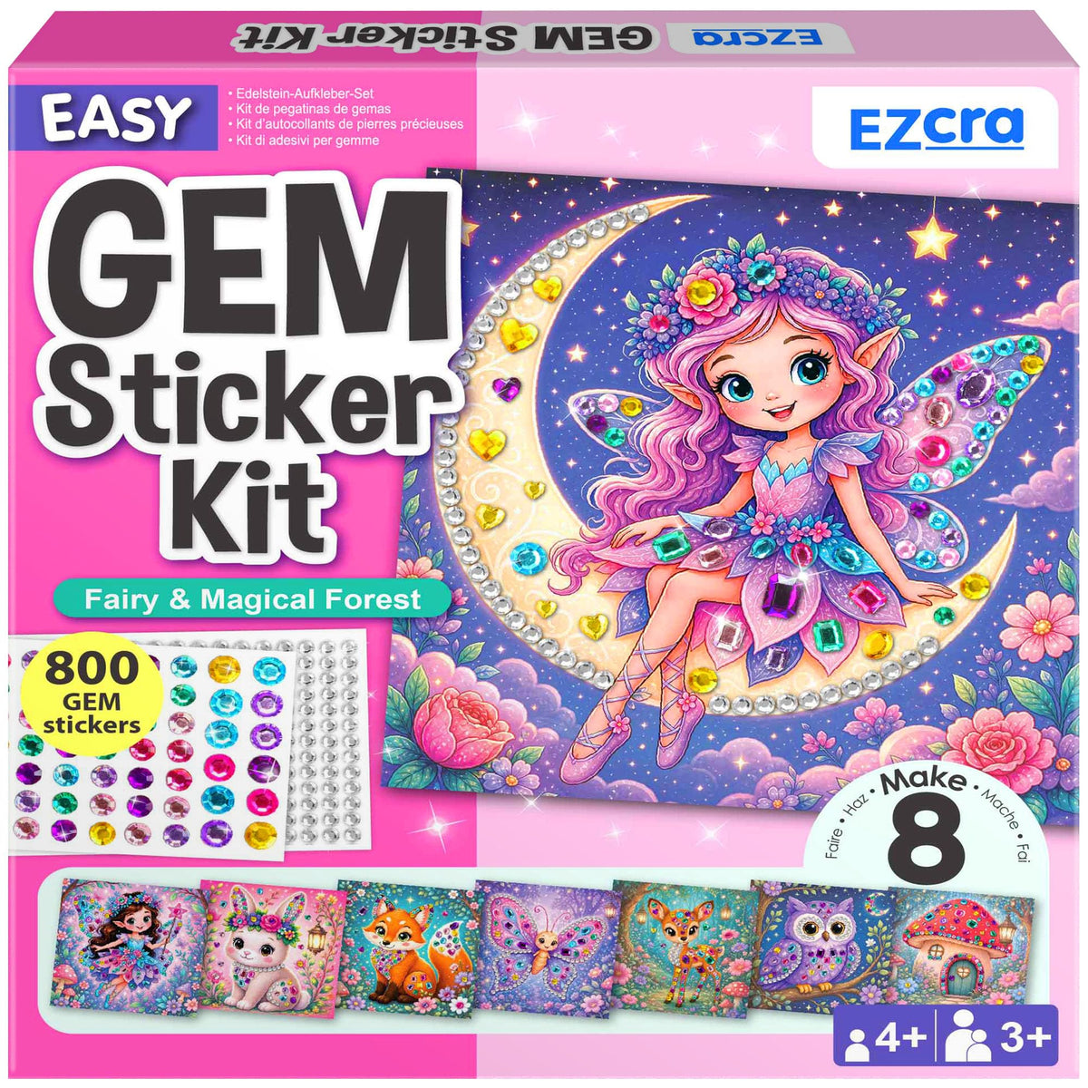 EZCRA Gem Sticker Kit for Kids - 990+ Stickers, 8 Unicorn Princess Themes