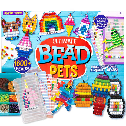 Made By Me Create Your Own Bead Pets by Horizon Group USA, Includes Over 600 Pony Beads, 6 Key Rings, Storage Box & Much More