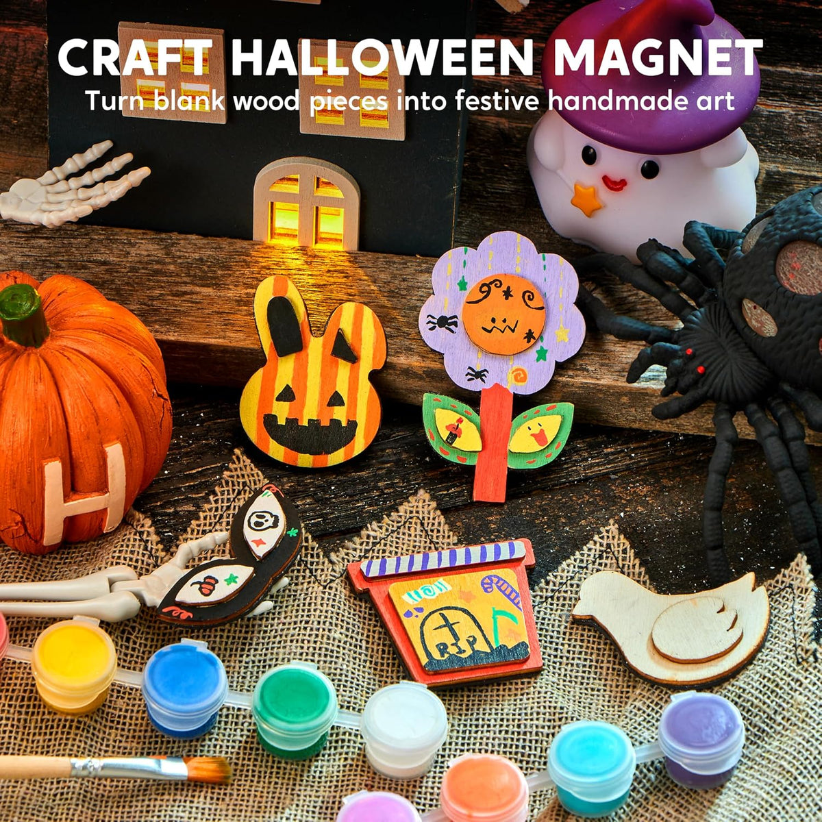JOYIN 12 Wooden Magnet Painting Kit - Arts and Crafts for Kids Ages 3-8