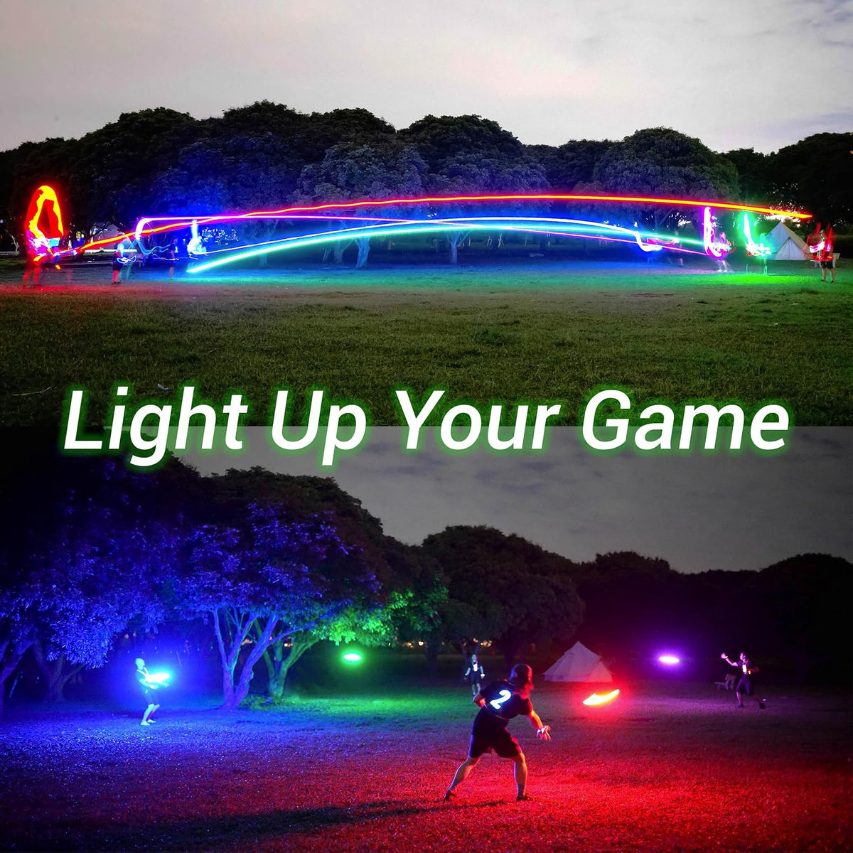 TOSY Flying Disc - 16 Million Colors RGB LEDs, Extremely Bright, Smart Modes, Camping Essentials for Teens/Kids/Adults/Men/Boys/Girls, Auto Light Up, Rechargeable, Waterproof, 175g