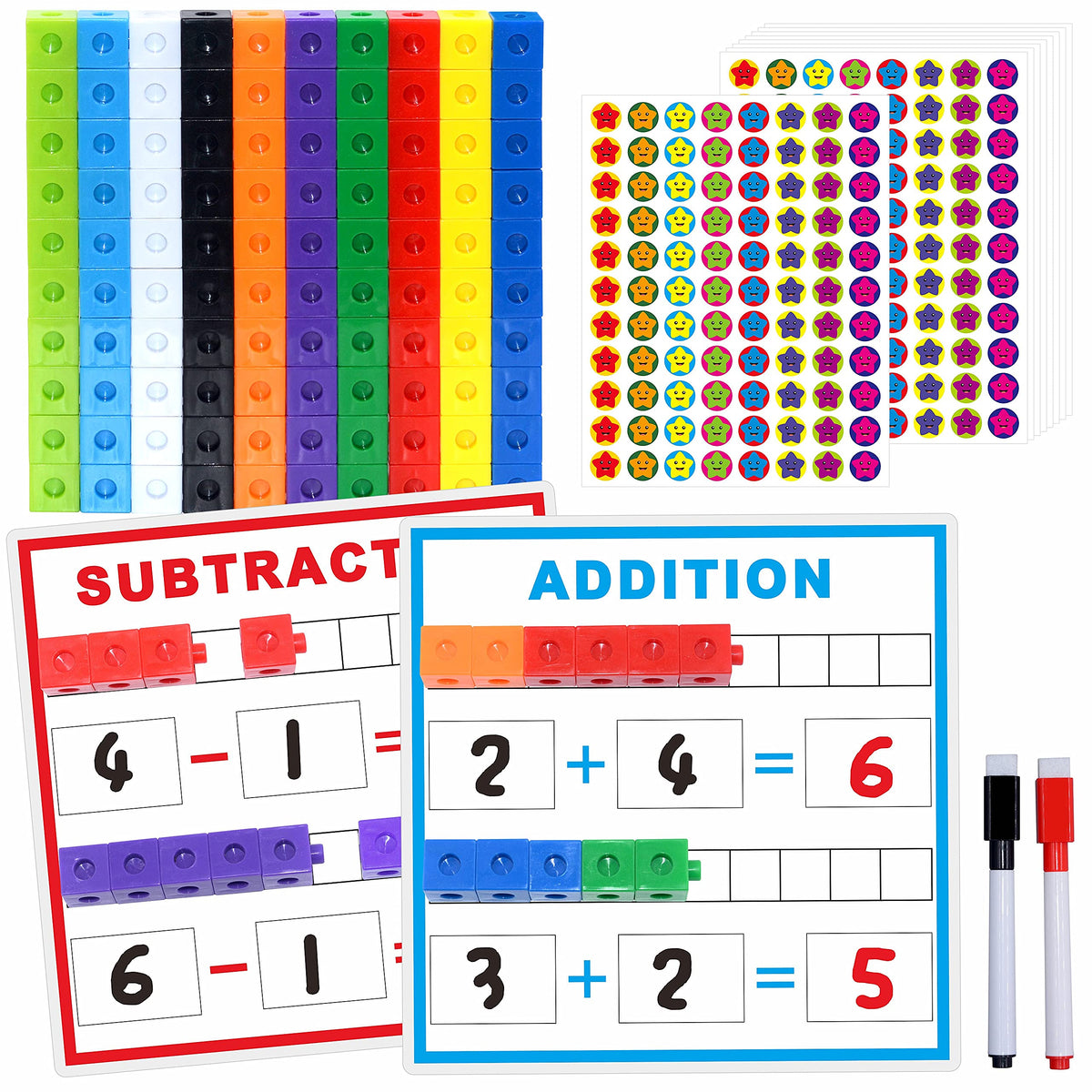 SpriteGru Math Linking Cubes, Set of 100 Math Cubes Manipulative Connecting and Counting Snap Blocks for Early Math and Construction, Educational Toy for Preschool, Kindergarten, Homeschool