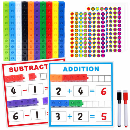 SpriteGru Math Linking Cubes, Set of 100 Math Cubes Manipulative Connecting and Counting Snap Blocks for Early Math and Construction, Educational Toy for Preschool, Kindergarten, Homeschool