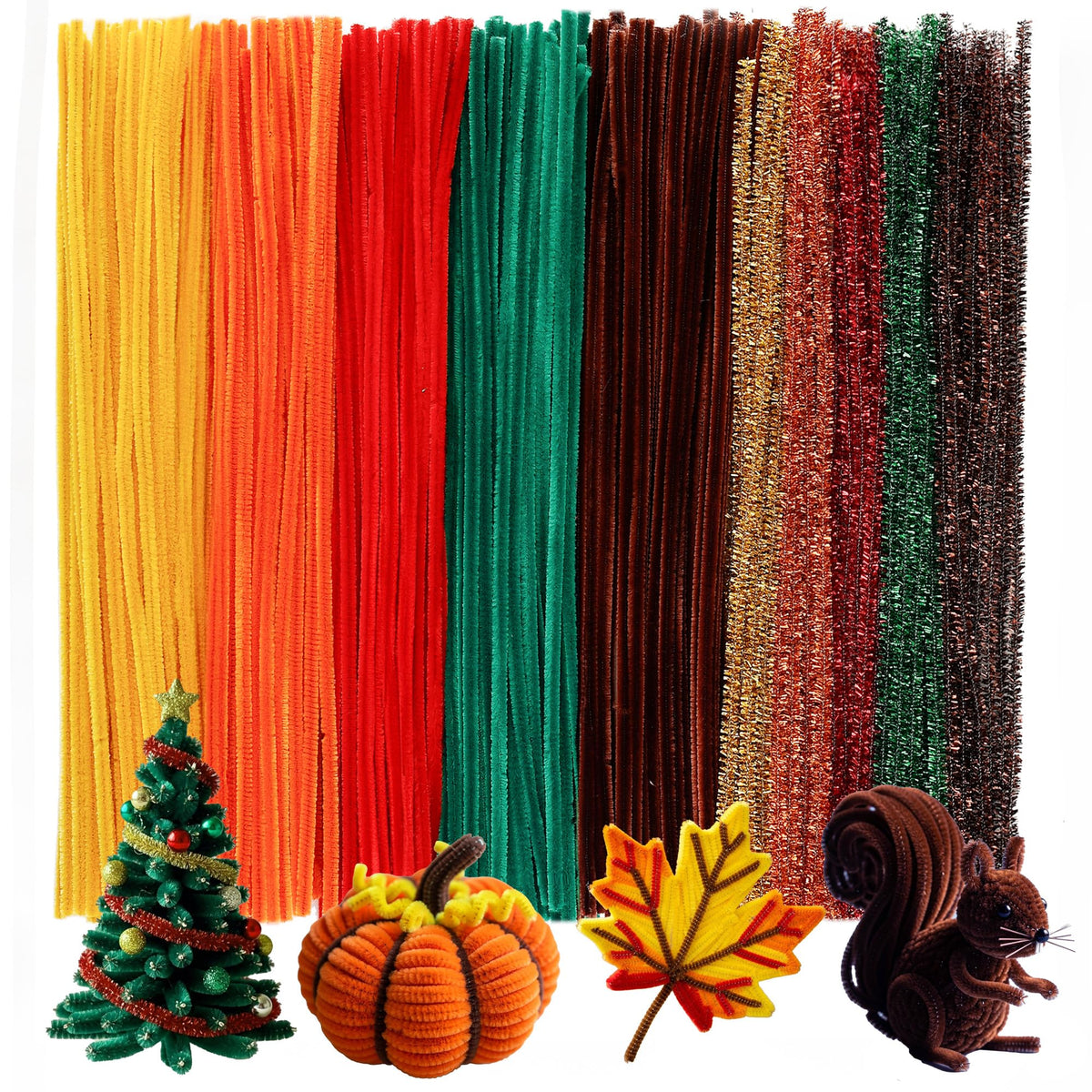 Caydo 200PCS Thick Pipe Cleaners Craft, 20 Colors Chenille Stems