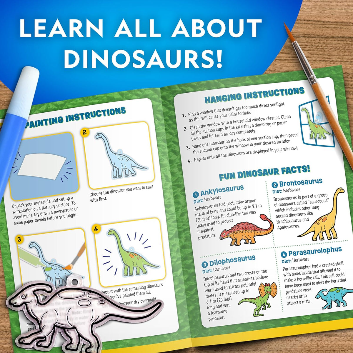 National Geographic Dinosaur Stained Glass Suncatcher Craft Kit for Kids