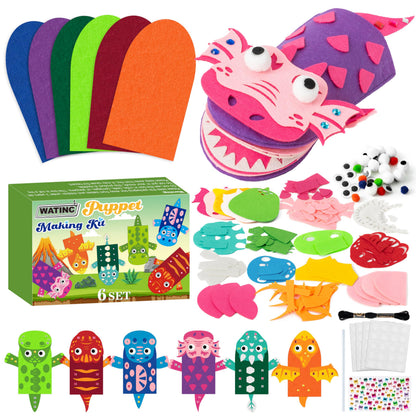 WATINC Hand Puppet Making Kit, Felt Sock Puppet Toys for Kids (Animals)