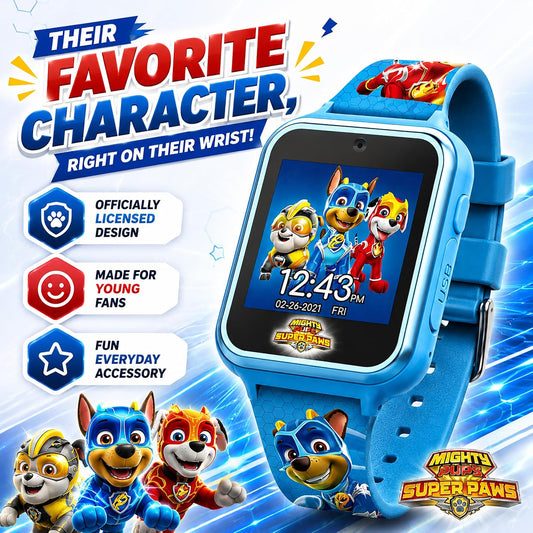 Accutime Paw Patrol Smart Watch with Camera for Kids and Toddlers - Interactive Smartwatch for Boys & Girls Featuring Games, Voice Recorder, Calculator, Pedometer, Alarm, Stopwatch, with USB Cable