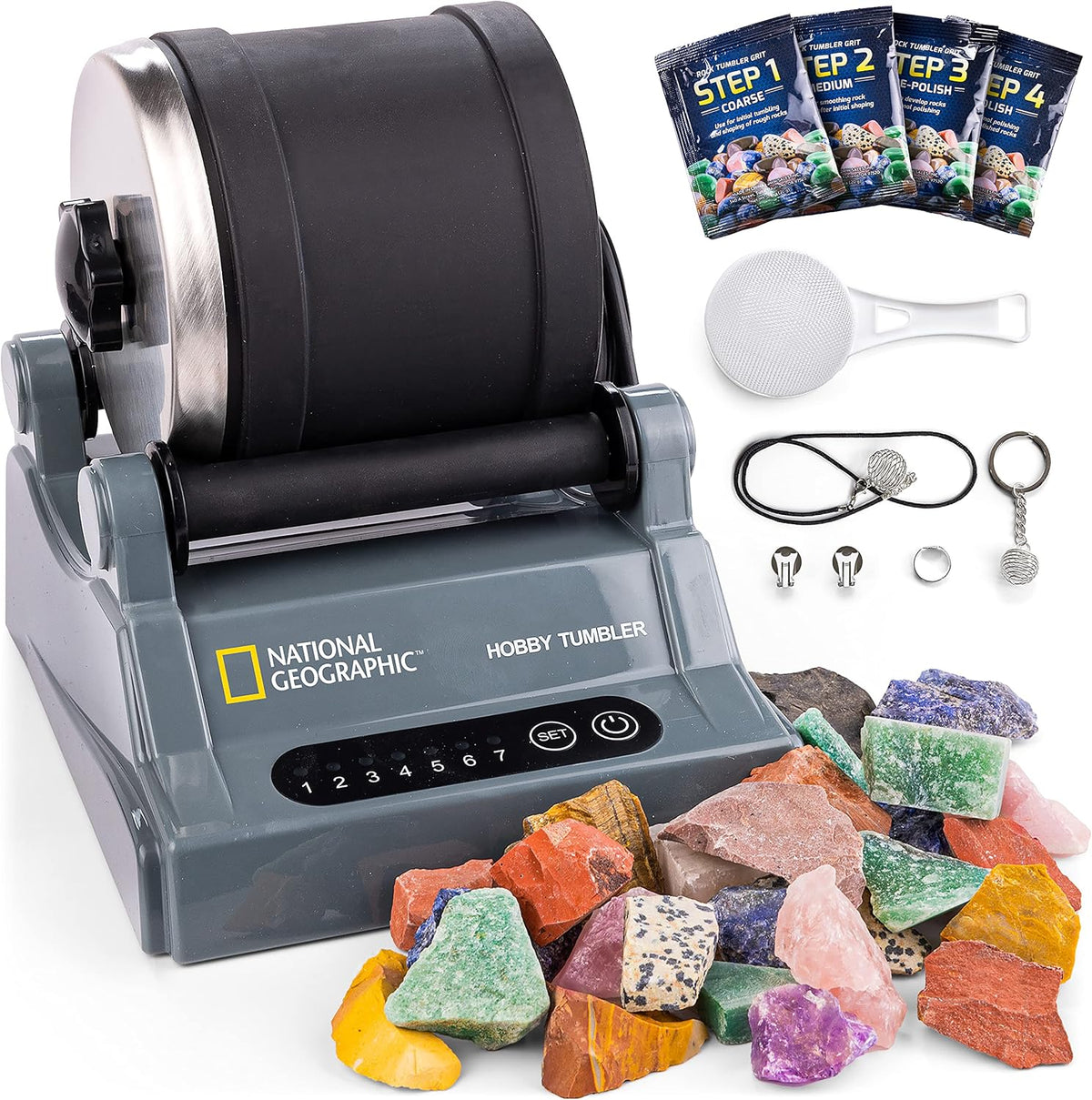 National Geographic Hobby Rock Tumbler Kit for Kids and Adults Ages 8+